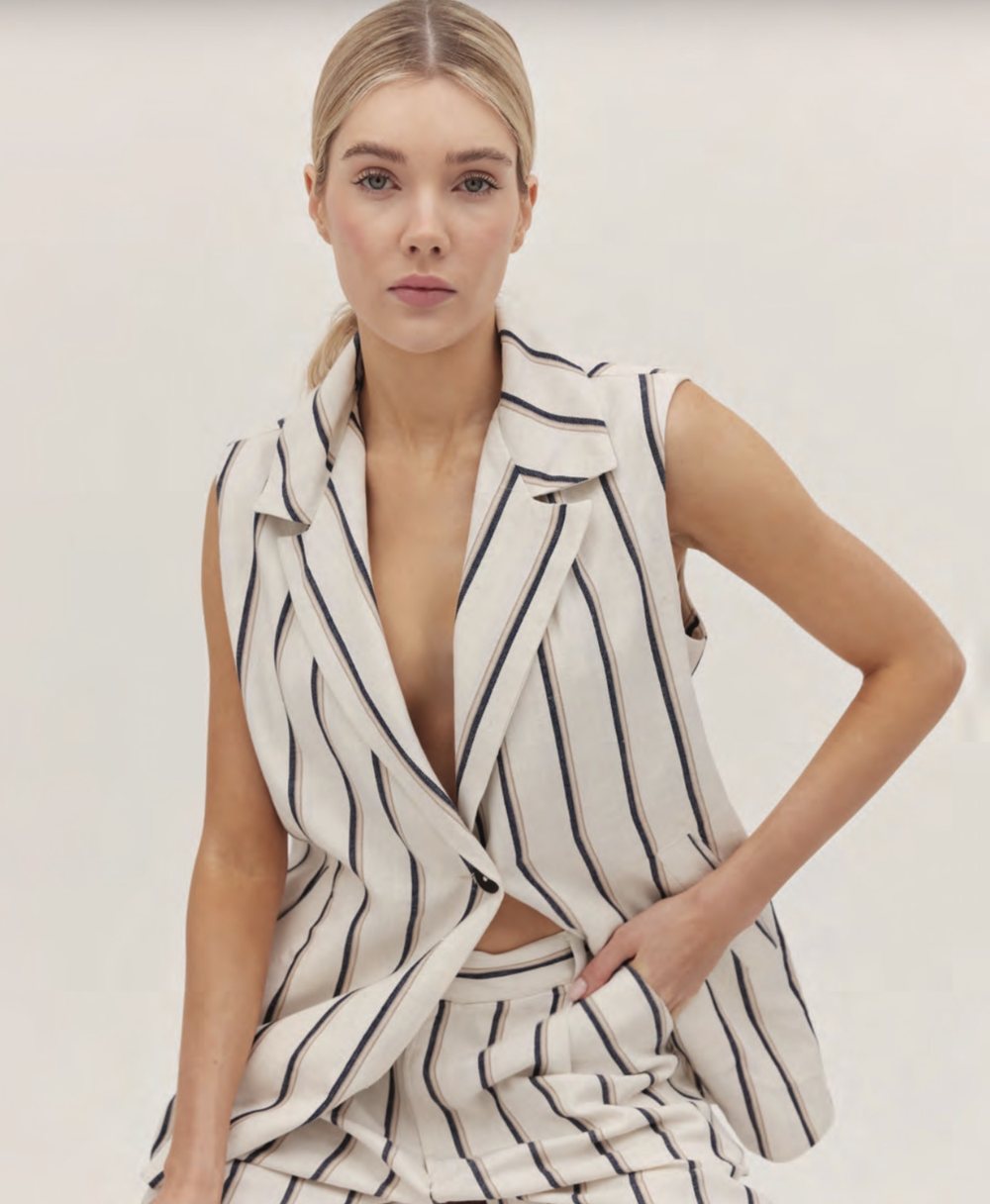 Striped waistcoat and matching trousers