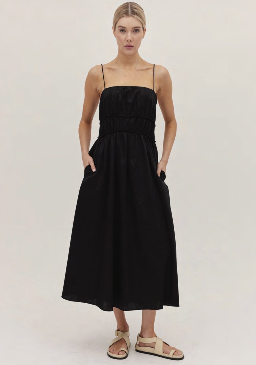 Black cotton midi sundress